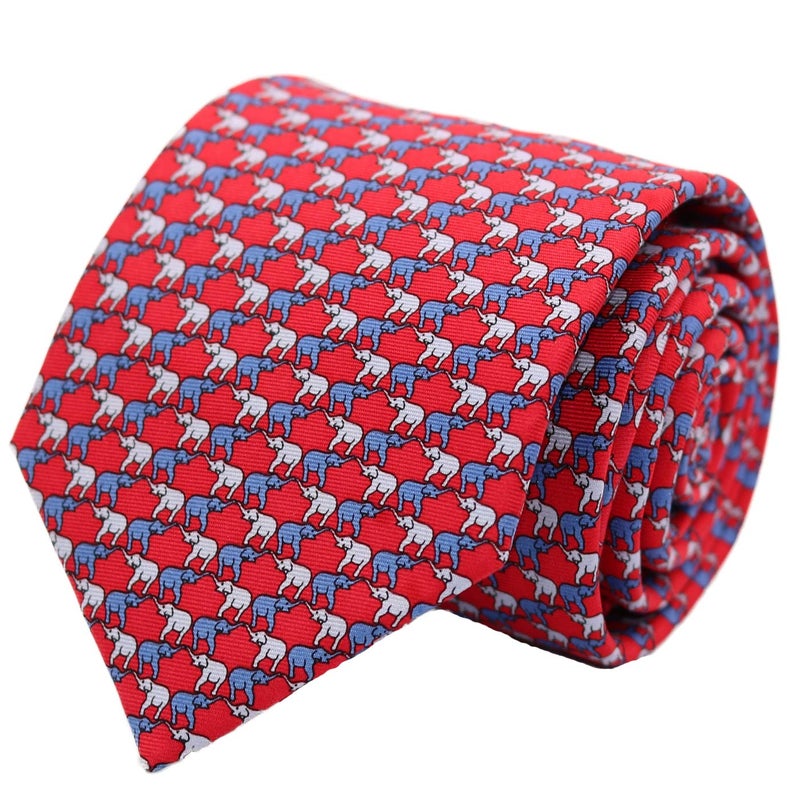 WITZROYS 100% Silk Ties for Men Handmade Neckties with Elephants Printed+Gift box - Image 1
